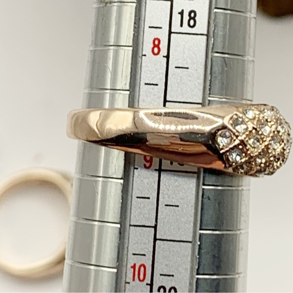 NEW gold basket weave sparkling rhinestone domed cocktail ring sz 9 - Picture 4 of 8